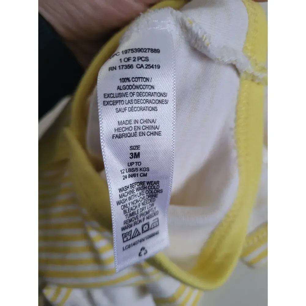 Adorable Litte Me 0-3m Yellow Stripe Nautical Daisy Embroidered Bodysuit Tutu